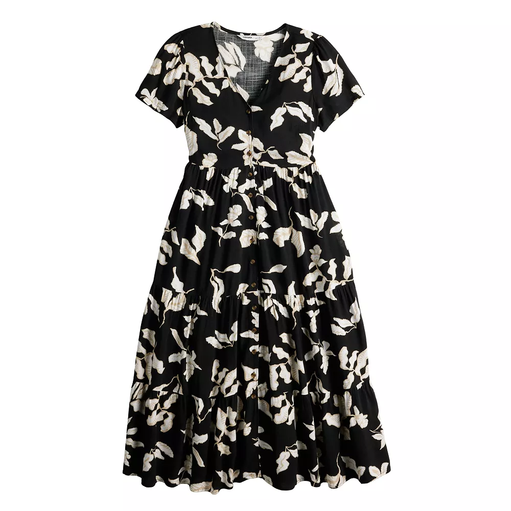 Women's Sonoma Goods For Life® Button Front Tiered Midi Dress 5 Women's Sonoma Goods For Life® Button Front Tiered Midi Dress - Image 3