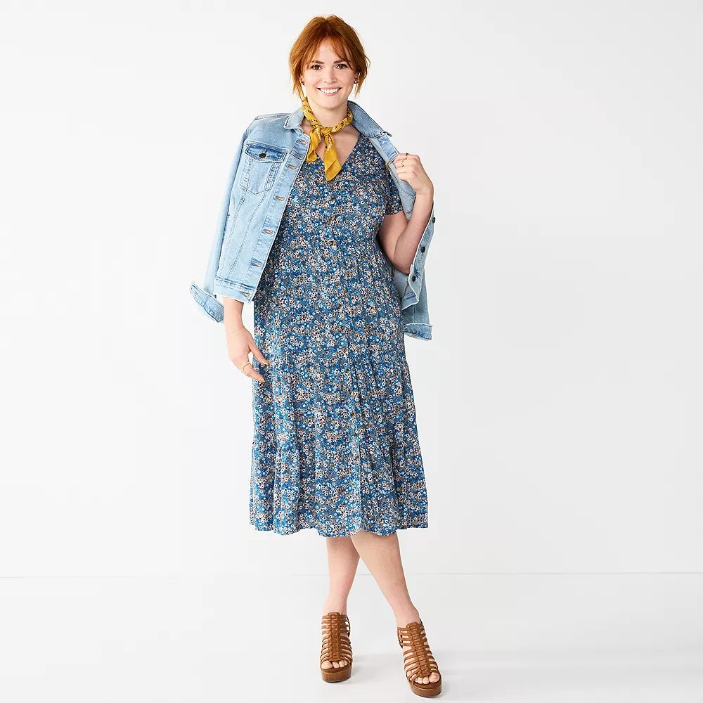 Women's Sonoma Goods For Life® Button Front Tiered Midi Dress 3 Women's Sonoma Goods For Life® Button Front Tiered Midi Dress