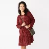 Petite Sonoma Goods For Life® Printed Long Sleeve Dress -Sonoma Goods For Life® Store 5662257 Cherry Red Floral