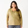 Plus Size Sonoma Goods For Life® Essential Long Sleeve Henley Top -Sonoma Goods For Life® Store 5690602 Olive