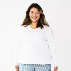 Plus Size Sonoma Goods For Life® Favorite Long Sleeve V-Neck Tee