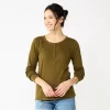 Women's Sonoma Goods For Life® Essential Henley Top -Sonoma Goods For Life® Store 5816147 Olive