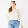 Plus Size Sonoma Goods For Life® Everyday Crewneck Long Sleeve Top -Sonoma Goods For Life® Store 6264479 Beige Check