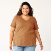 Plus Size Sonoma Goods For Life® Everyday V-Neck Tee -Sonoma Goods For Life® Store 6264488 Texture Brown